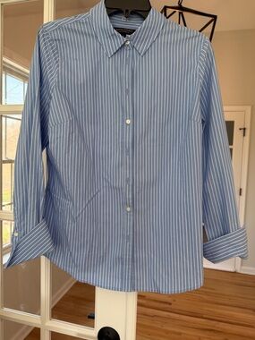 Banana Republic Riley Tailored Shirt Blue and White Striped Button-Down Shirt